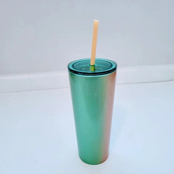2020 Starbucks Tumbler Mug 16oz Steel Ombre Green/Copper Cold Cup - Picture 2 of 4
